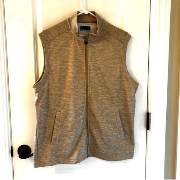 PGA Golf Mens Beige Fleece Zip Up Vest Layering M Fast Ship - Picture 1 of 9